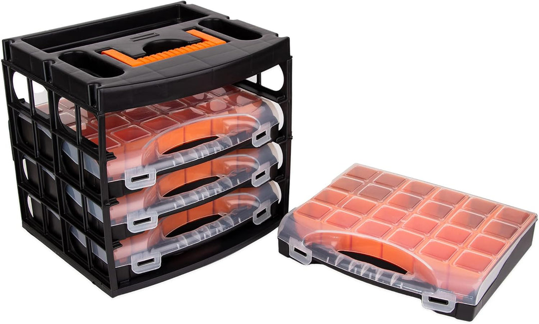 BigDean Sortierkasten Werkzeugkoffer mit 4 herausnehmbaren Schubladen - Sortierkästen Sortierkoffer