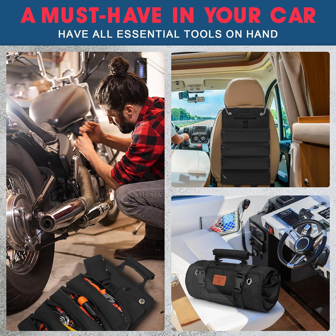 BAQRAXIA Werkzeugtasche, aufrollbare kleine Werkzeugbox, robuster Werkzeug-Organizer mit 2 abnehmbar