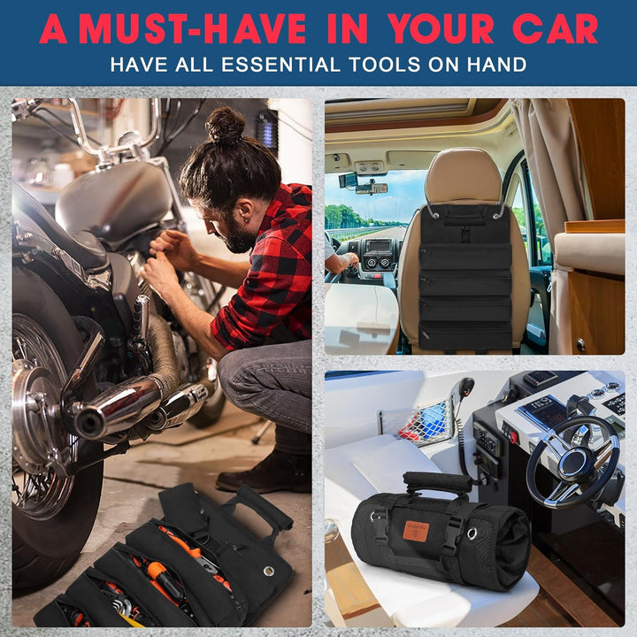 BAQRAXIA Werkzeugtasche, aufrollbare kleine Werkzeugbox, robuster Werkzeug-Organizer mit 2 abnehmbar