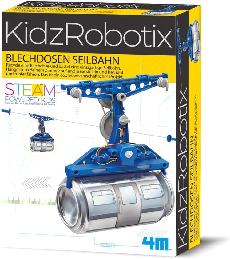 4M Blechdosen Seilbahn KidzRobotix - Konstruktionsbausatz für Kinder ab 8 Jahren - Baue Deine eigene