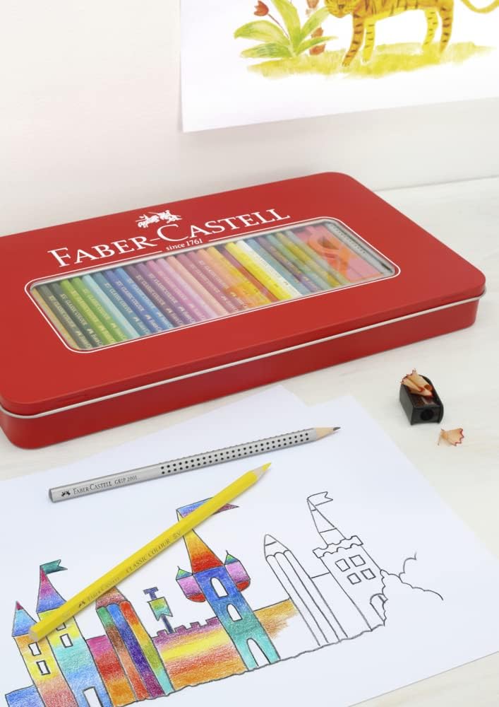 FABER-CASTELL 115886 - Buntstifte Hexagonal, 36er Metalletui Metalletui 36er bunt, Metalletui 36er b