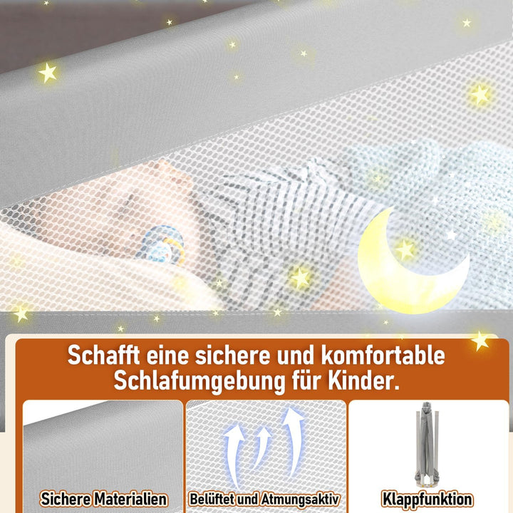 Ansobea 180cm Bettgitter|Kinderbettschutz mit U-förmige Füsse|Kinderbettgitter Faltbar|Bettschutzgit