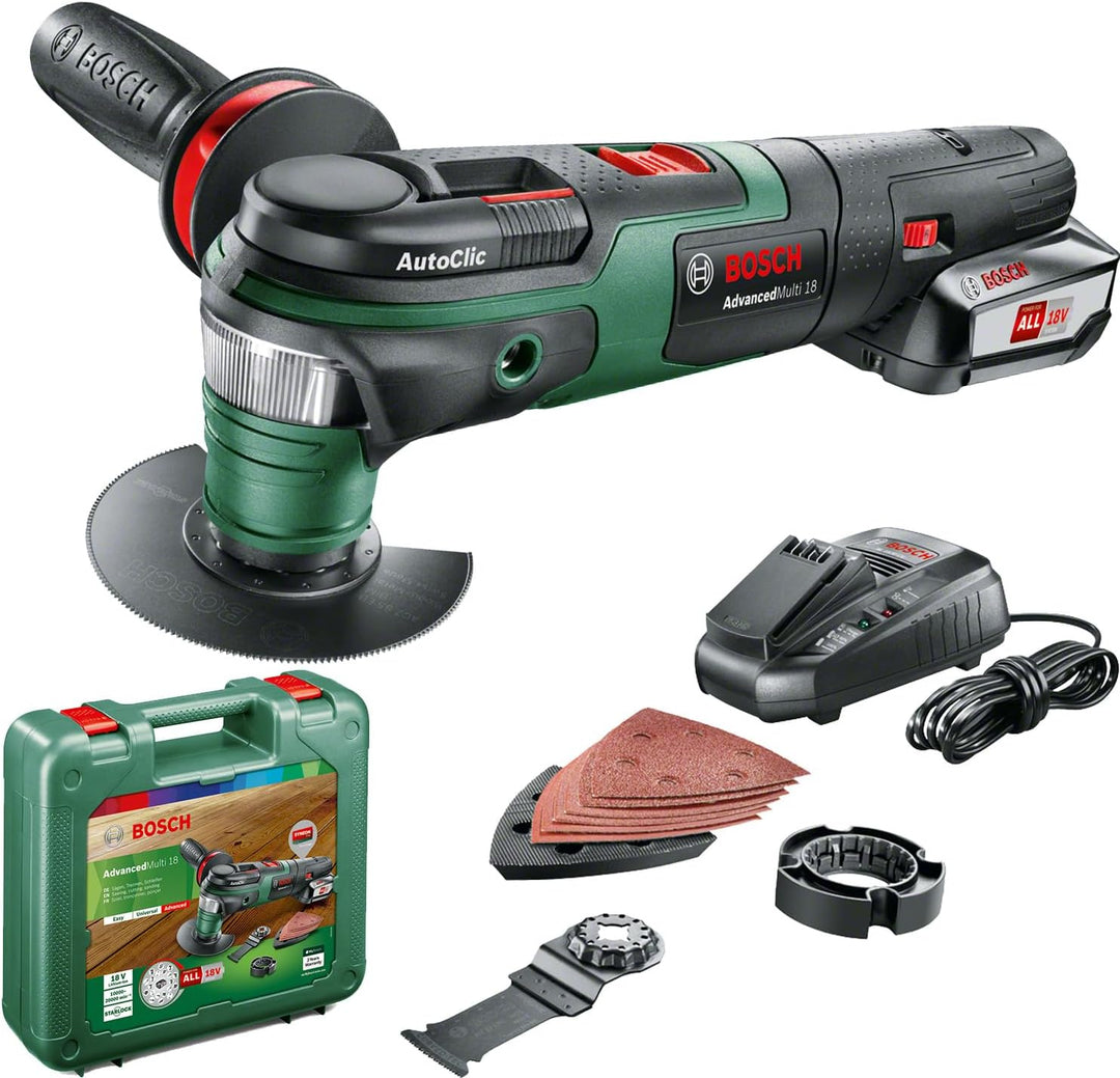 Bosch Akku Multifunktionswerkzeug AdvancedMulti 18 (1 Akku, 18 Volt System, im Koffer) Set | 1 Akku