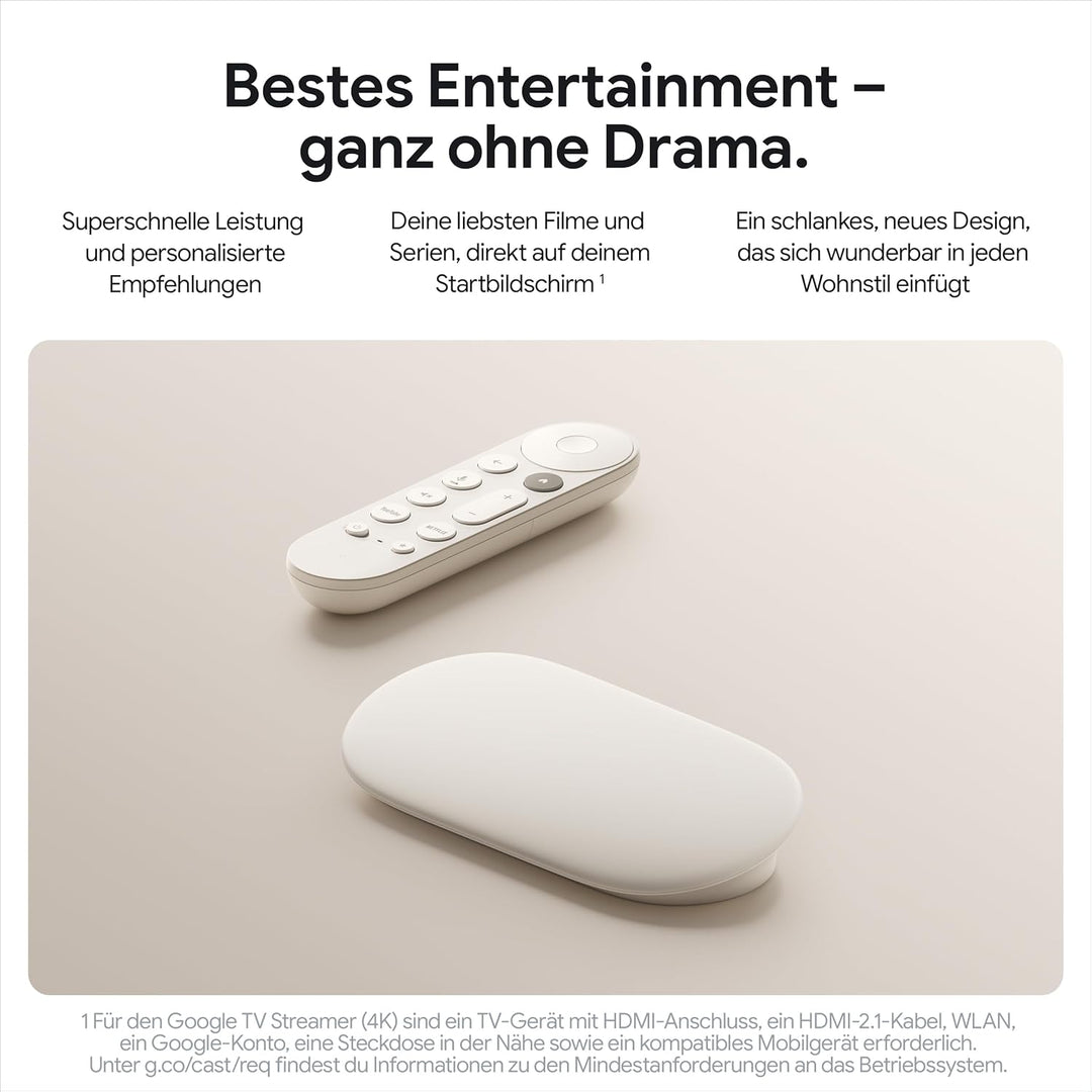 Google TV Streamer 4K – entspannte Unterhaltung durch schnelles Streaming und Fernbedienung mit Spra