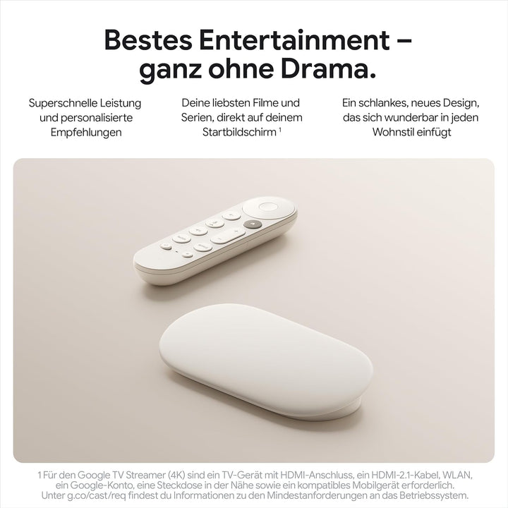 Google TV Streamer 4K – entspannte Unterhaltung durch schnelles Streaming und Fernbedienung mit Spra
