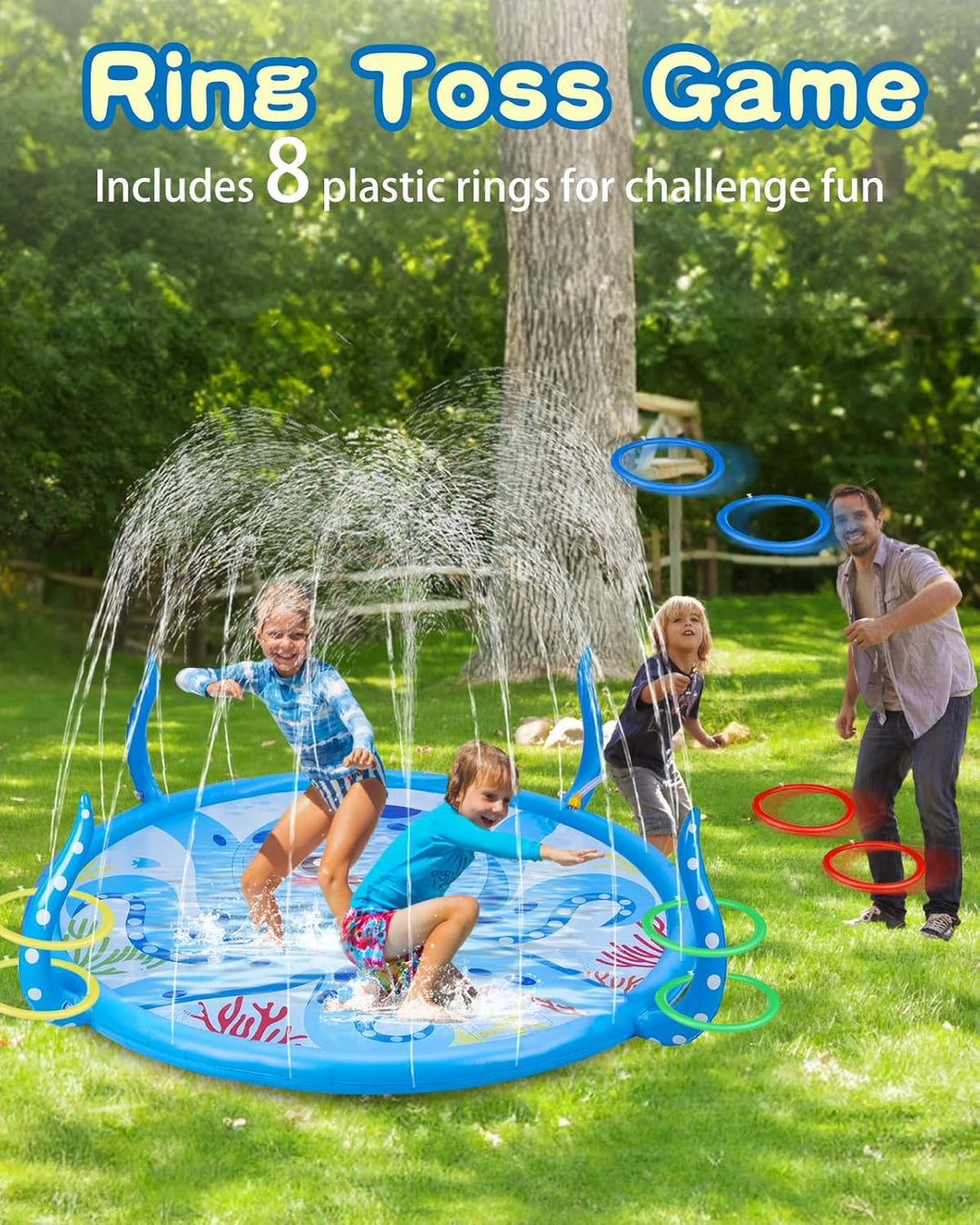 Anpro Sprinkler für Kinder, Aufblasbare Octopus-Wasserspielzeuge für Jungen und Mädchen, Sommer Outd