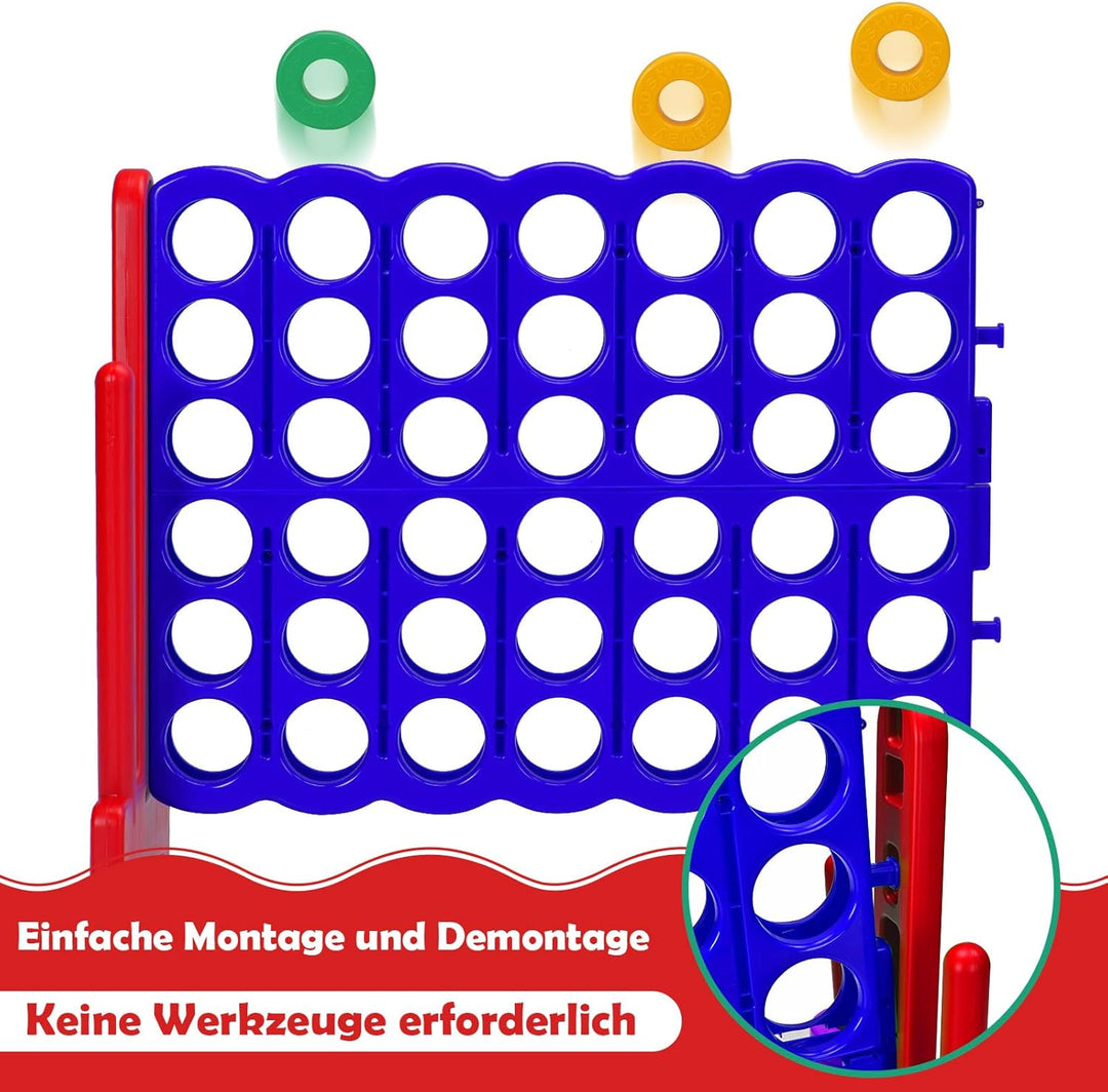 COSTWAY Riesiges 4 Gewinnt Spielset mit Basketballkorb und Wurfspiel, inkl. 42 Jumbo Ringen und Schi