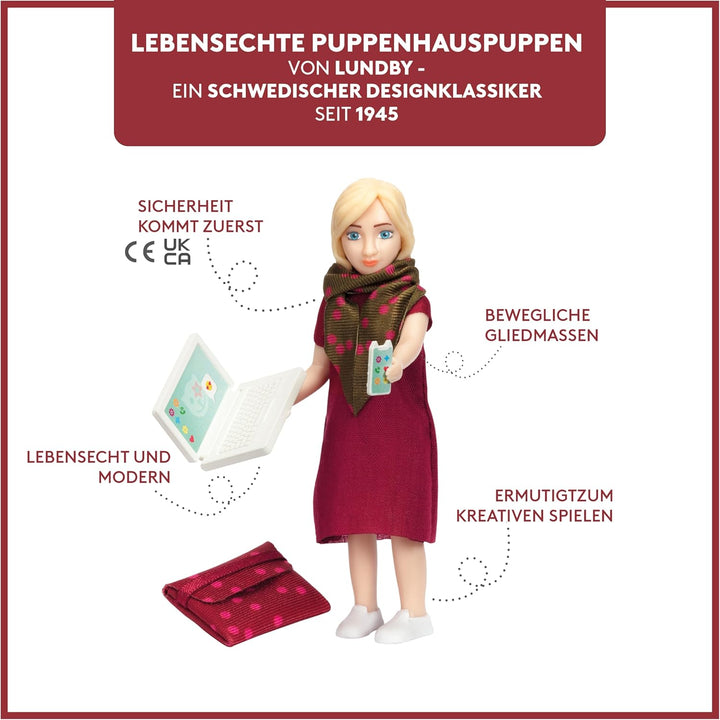 Lundby Puppenhaus Puppen - Puppe Puppenhaus Zubehör mit Miniatur Laptop Spielzeug & Handy - Puppen F