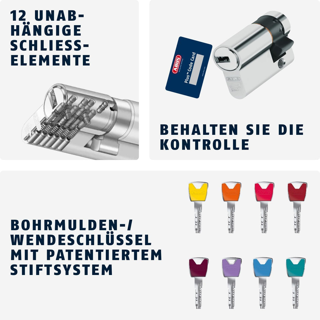 ABUS Profilzylinder XP20SN 10/50 inklusive Sicherungskarte & 3 Schlüsseln, 73713 10/50 mm, 10/50 mm