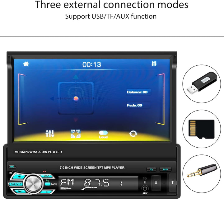 Hikity Carplay Autoradio mit Bildschirm 7 Zoll Autoradio Bluetooth Freisprecheinrichtung mit RüCkfah