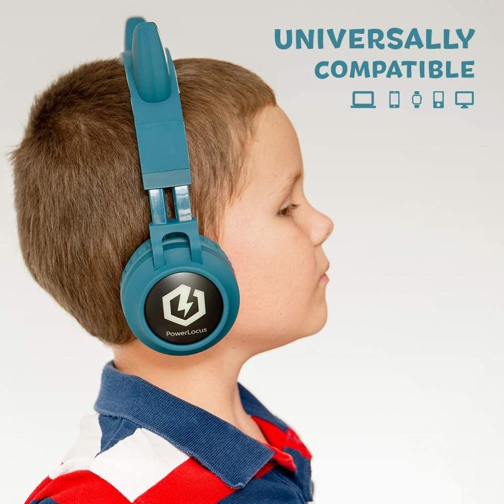 PowerLocus Bluetooth Kopfhörer Kinder, LED Katzenohren, 85dB Sichere Lautstärke, Bluetooth 5.3, Micr