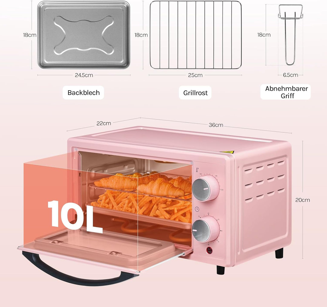 WOLTU Mini Backofen 12 Liter, 800 Watt Toasterofen | Pizzaofen | Krümelblech mit Timer Minibackofen