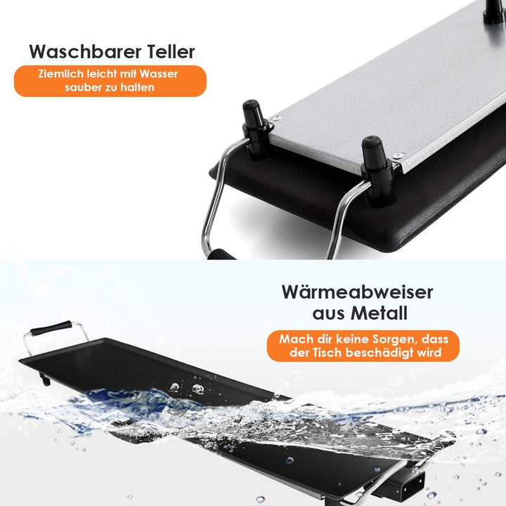 COSTWAY Teppanyaki Grill 90x23cm, Elektrische Grillplatte 1800W, Elektrogrill mit Antihaftbeschichtu