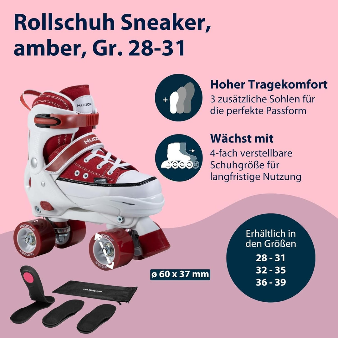 HUDORA Roller Skates, Sneaker für Kinder und Jugendliche - Grössenverstellbare Rollschuhe - Komforta