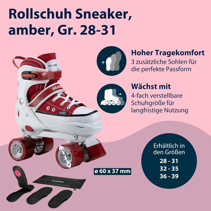 HUDORA Roller Skates, Sneaker für Kinder und Jugendliche - Grössenverstellbare Rollschuhe - Komforta