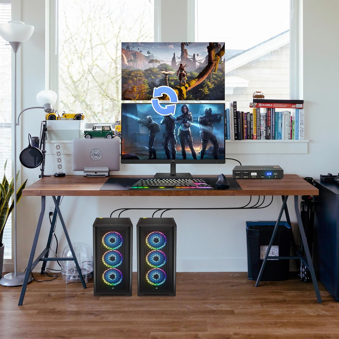 8K 60Hz HDMI 2.1 KVM Switch 4K 120Hz, 2 Port Box KVM Switch mit USB 3.0 für 2 Computer 1 Monitor, di