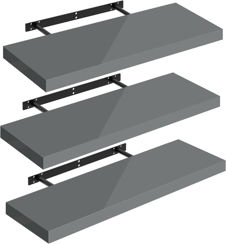 WOLTU Wandregal Set von 3 Regalen Wandboard Freischwebend Schweberegal CD DVD Regal Bücherregal Holz