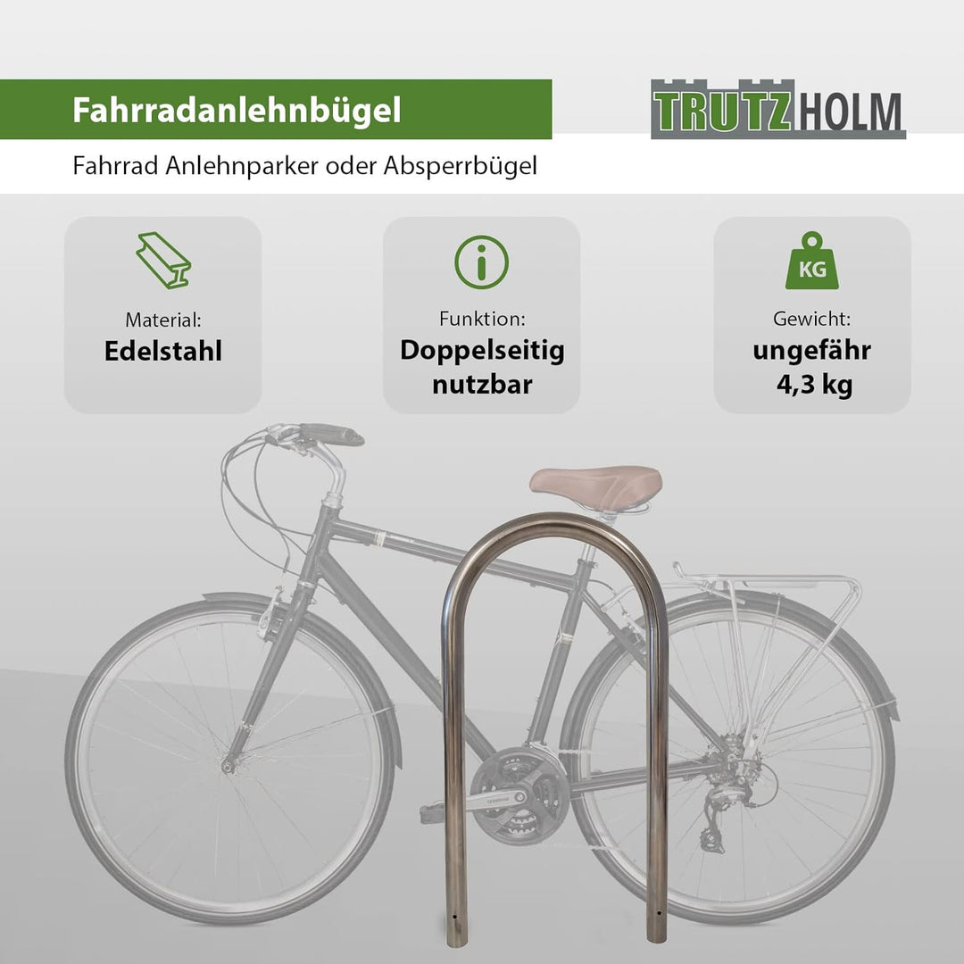 TRUTZHOLM 2X Fahrradanlehnbügel Edelstahl 115x58 cm HxB Ø 60mm Fahrradständer Anlehnbügel Anlehnstän