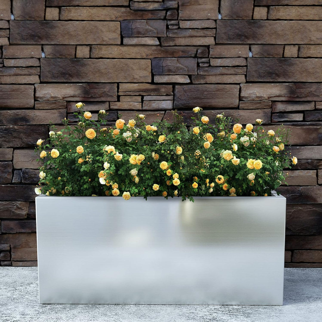 wuuhoo® XL Pflanztrog Daisy aus Edelstahl - wetterfeste Bodenvase, Blumenkübel wasserdicht & frostbe