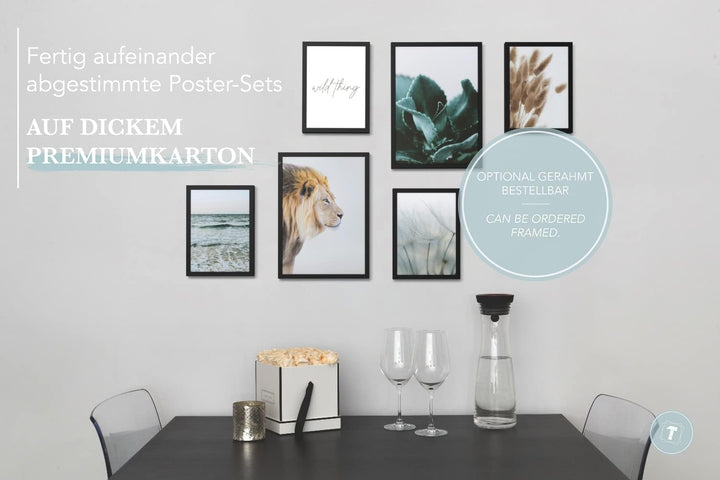 Papierschmiede® XL Mood Poster Set Pampas Wild, Deko Bilder Wohnzimmer, 2x DIN A2 (ca. 59x42) und 4x
