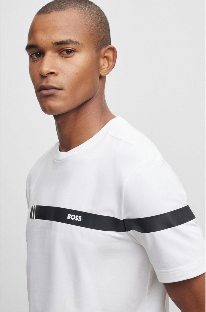 BOSS Herren Tee 2 T-Shirt aus Stretch-Baumwolle mit Streifen und Logo XXL White100, XXL White100