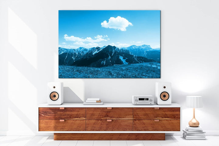 deyoli Traumhafte Berglandschaft Format 80x60 Effekt: Monocrome Blau als Leinwandbild, Motiv fertig