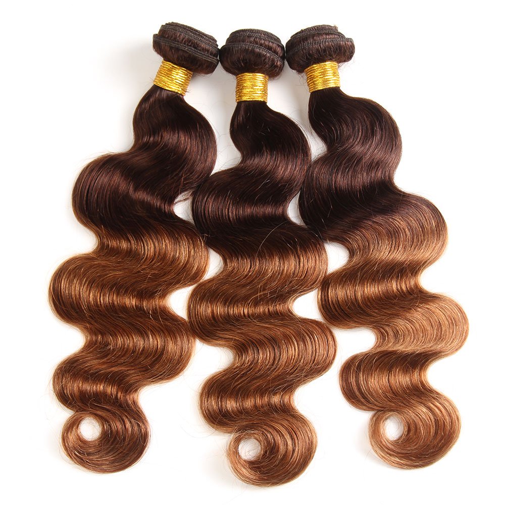 ELEE'S HAIR Ombre Menschenhaar Bundles Körperwelle mit Verschluss Ombre Bundles mit 4×4 Lace Closure