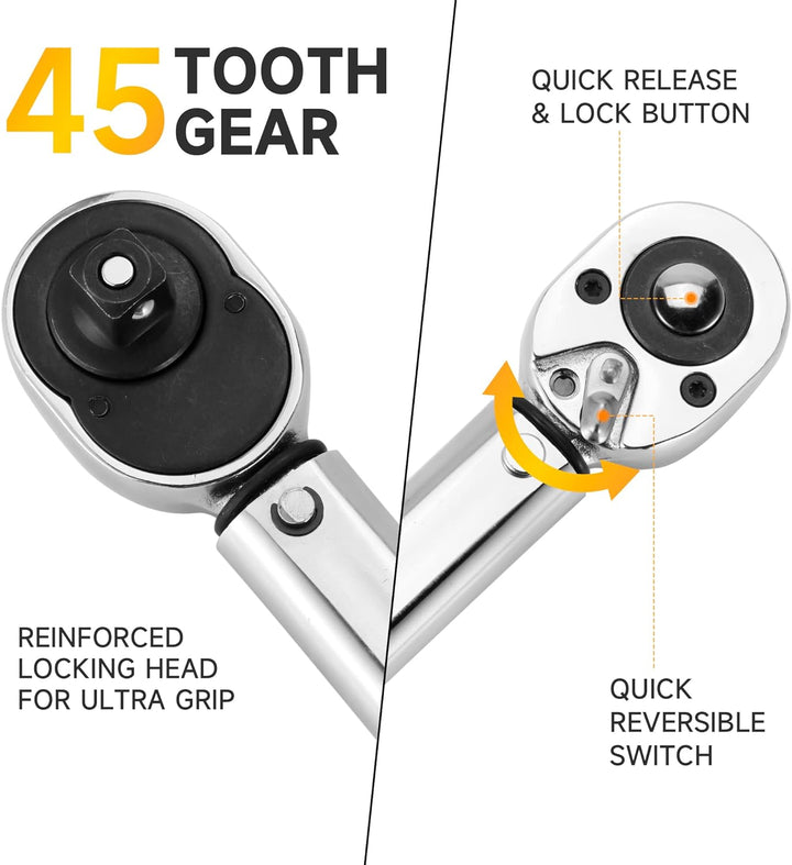 Hoteche Drehmomentschlüssel 1/2 Zoll 28-210Nm mit Hebelumschaltknarre und Stahlrohr für präzises Anz