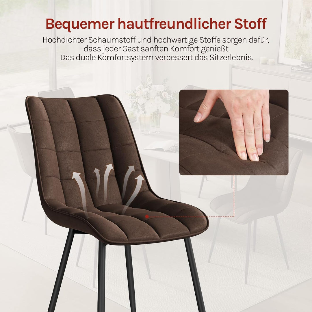 WOLTU 4 x Esszimmerstühle 4er Set Esszimmerstuhl Küchenstuhl Polsterstuhl Design Stuhl mit Rückenleh