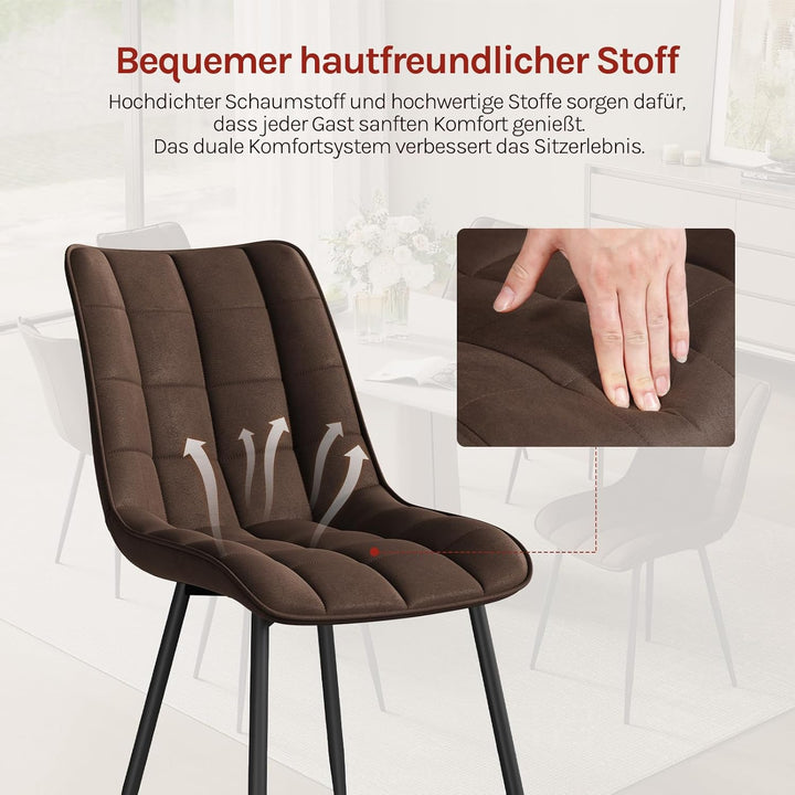 WOLTU 4 x Esszimmerstühle 4er Set Esszimmerstuhl Küchenstuhl Polsterstuhl Design Stuhl mit Rückenleh