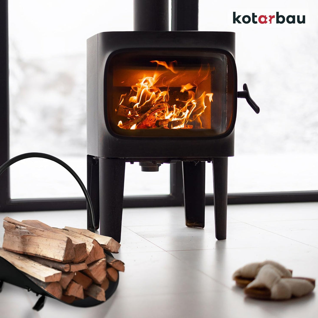 KOTARBAU® Kaminholzkorb Metall Holzkorb Kaminholz Brennholzkorb Kaminholzregal Feuerholzkorb Schwarz