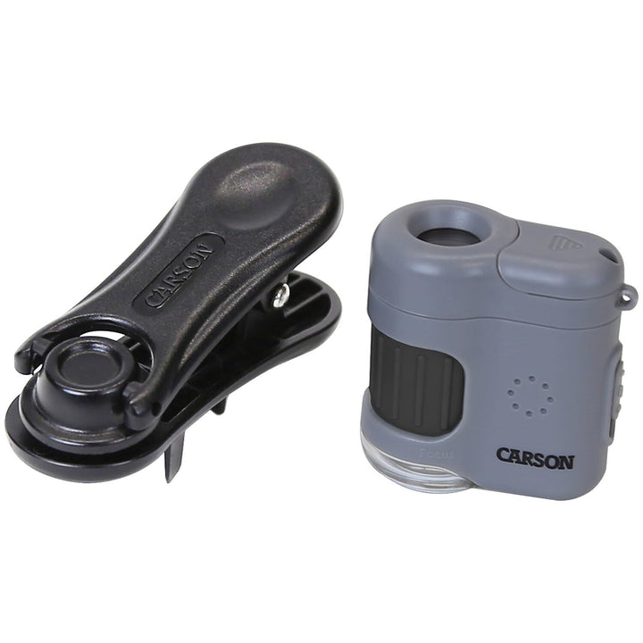 Carson MM-380 MicroMini HookUpz leistungsstarkes 20x Taschenmikroskop mit LED/UV-Beleuchtung und Tas
