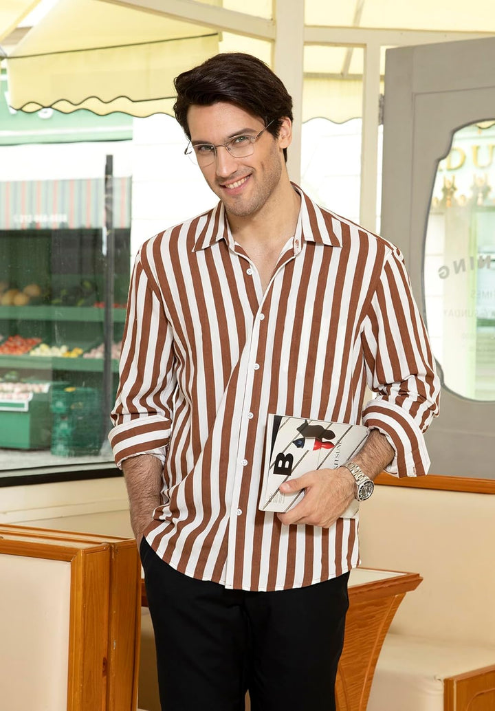 Enlision Herren Hemd Langarm Business Freizeit Herrenhemden Regular Fit Gestreiftes/Einfarbig Freize