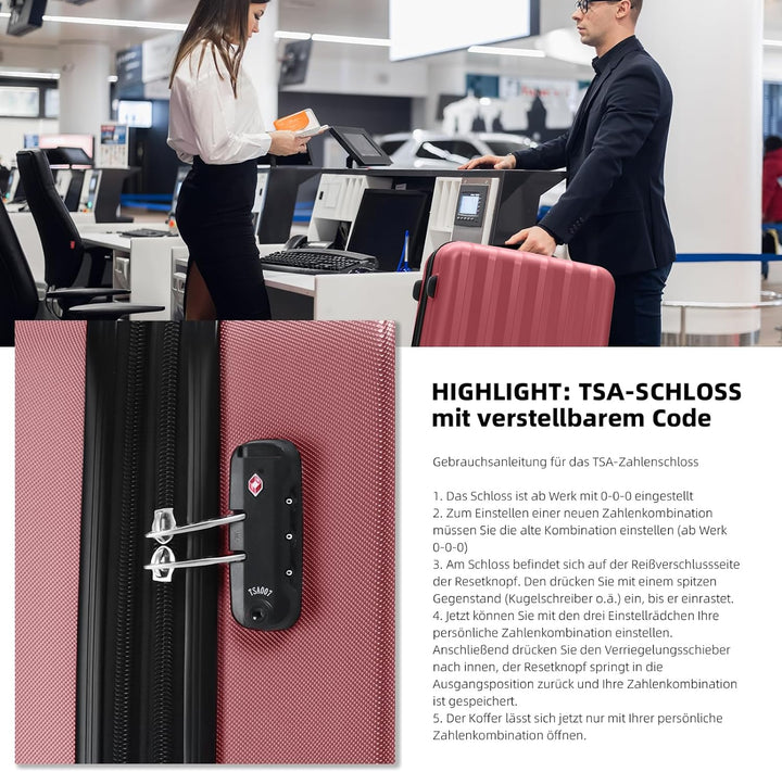 BEIBYE TSA-Schloss 2080 Zwillingsrollen 3 TLG. Reisekofferset Koffer Kofferset Trolley Trolleys Hart