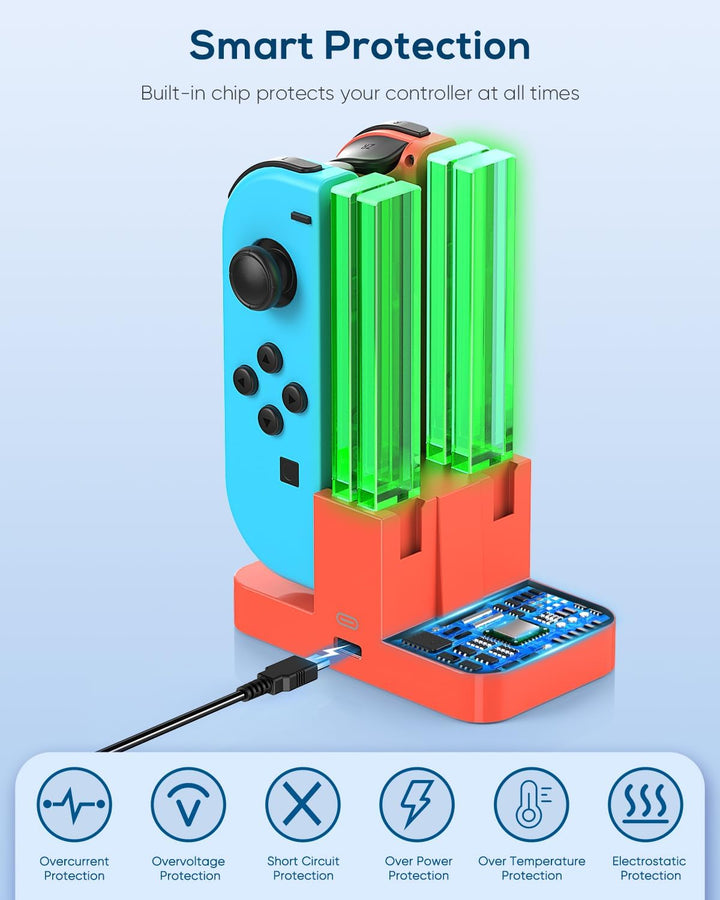 FYOUNG Switch Controller Ladestation Kompatibel mit Nintendo Switch/Switch OLED Joy Con, Quad Switch