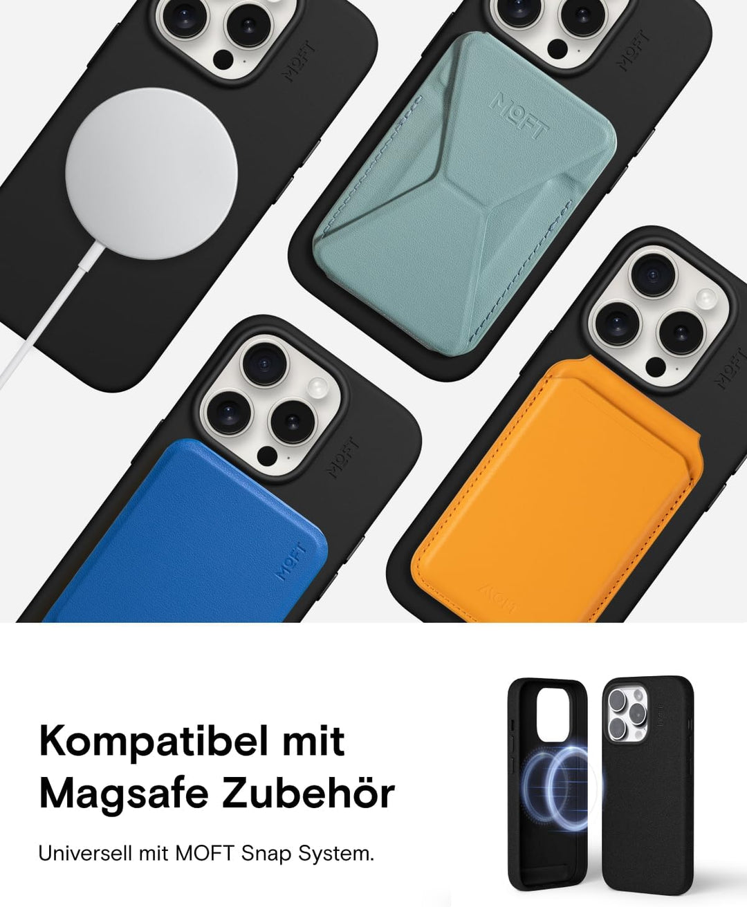 MOFT Magnetische Hülle für iPhone 14 Pro Max Kompatibel mit MagSafe, MOVAS Vegane Lederhülle, Weiche