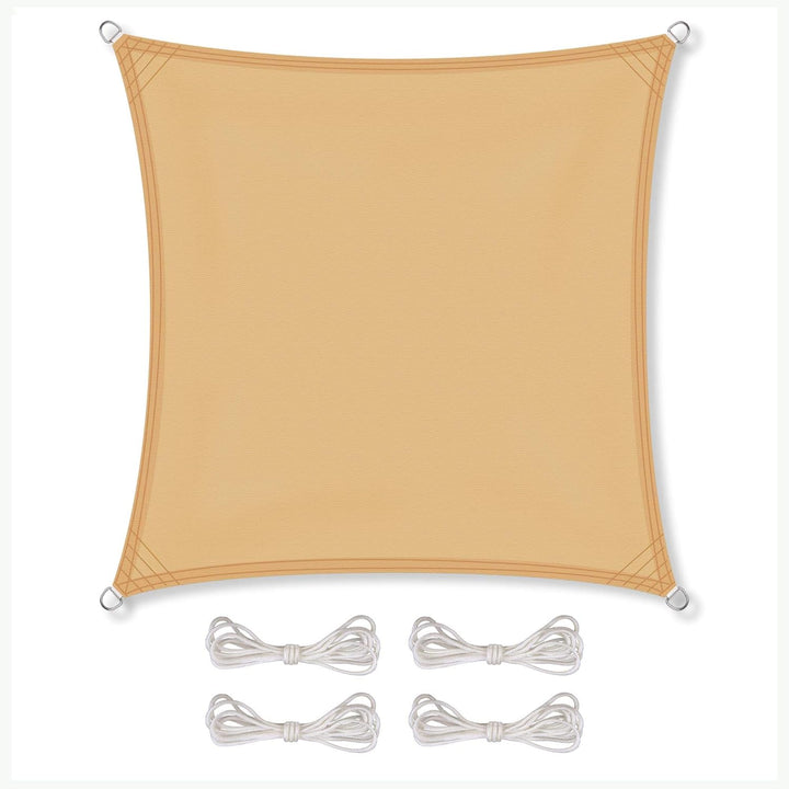 CelinaSun Sonnensegel PES Quadrat 3x3m Sand beige UPF 50+ Premium Sonnenschutz inkl Befestigungsseil