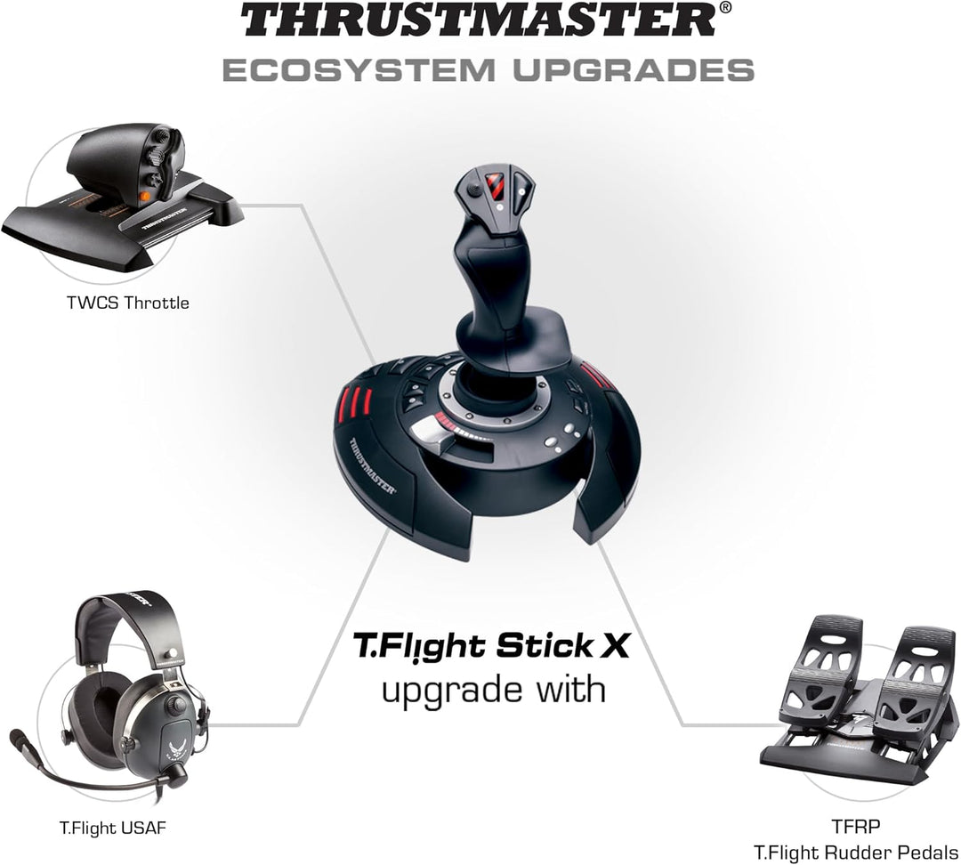 Thrustmaster T.Flight Stick X, Joystick mit Rudersteuerung, umprogrammierbaren Tasten und Achsen, Dr