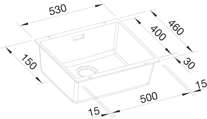 BLANCO SUBLINE 500-U | SILGRANIT felsgrau | Einbauart: Unterbau | ohne Ablauffernbedienung | 60er Un