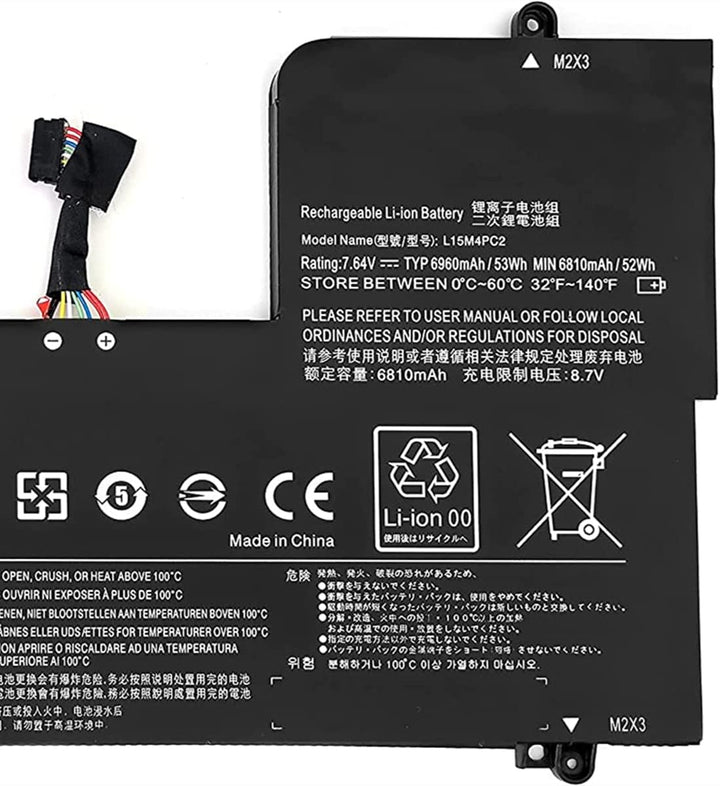 PUGASR L15M4PC2 L15L4PC2 Laptop Akku Kompatibel mit Lenovo Ideapad Yoga 710-14IKB 80V4002HGE 710-14I