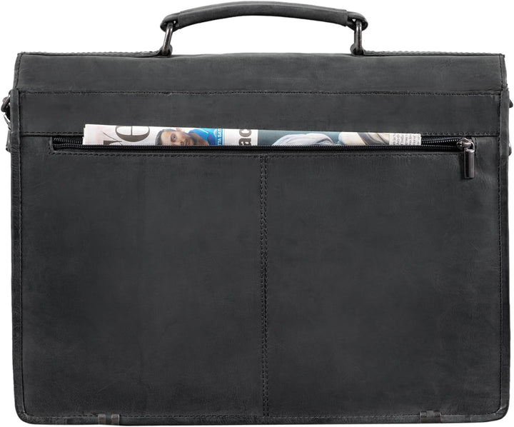 STILORD 'Miguel' Klassische Leder Aktentasche Schwarz Herren grosse Businesstasche Arbeit Bürotasche