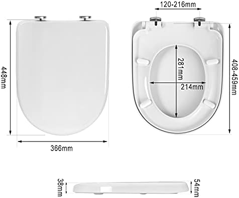 WOLTU Toilettendeckel,WC Sitz mit Absenkautomatik,Klodeckel D-Form weiss Kunststoff, Softclose Antib