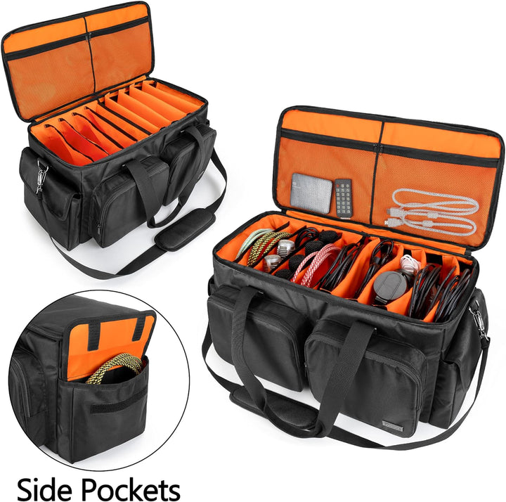 Trunab DJ Tasche, Kabel Organizer Tasche mit Abnehmbarem Gepolstertem Boden und 9 Trennwänden, Trage