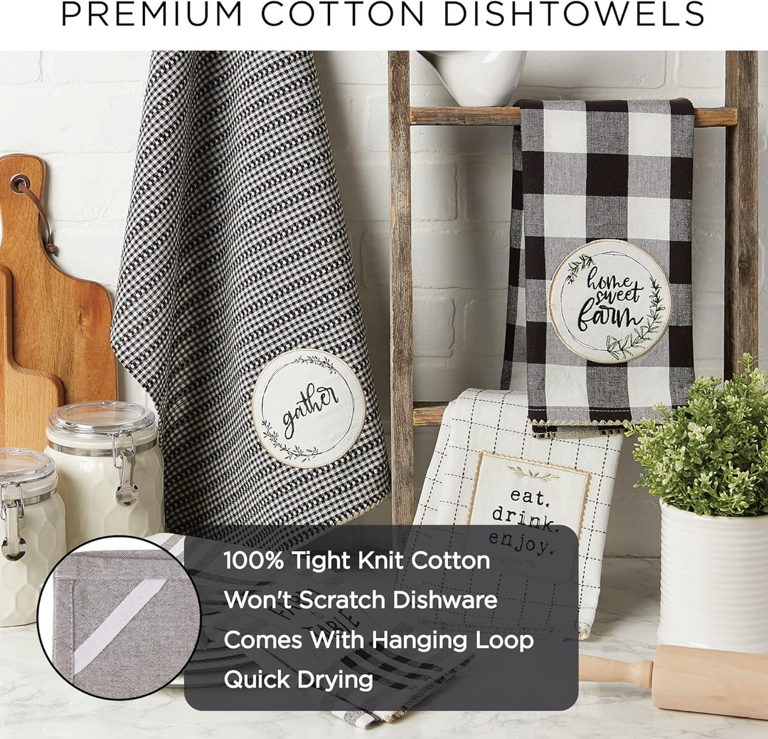 DII Home Sweet Farmhouse Kitchen Collection, Baumwolle, grau, Dishtowel Set, 18x28, 4 Dishtowel Set,