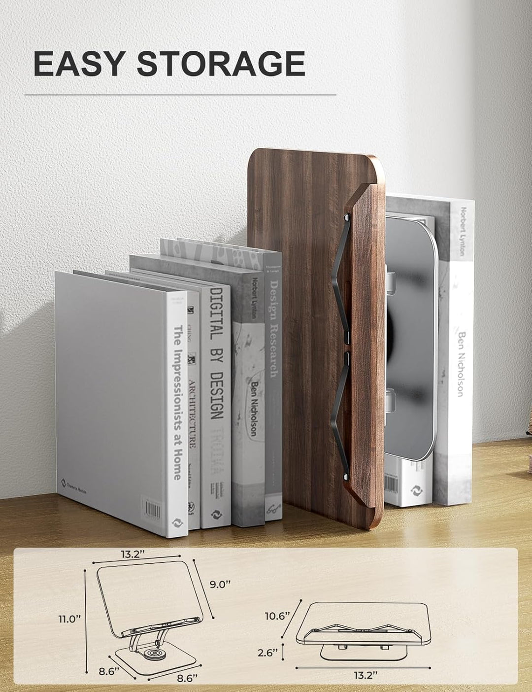 Tounee Buchständer, Verstellbarer Buchhalter mit 360° drehbarer Basis, Kochbuchständer, Rezeptbuchha