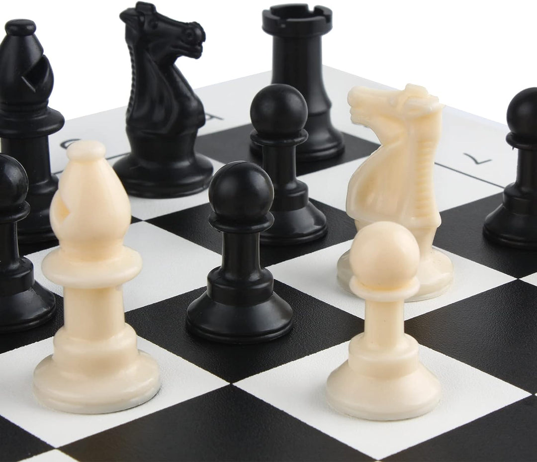 Andux Schachspielset Schachfiguren und Rollbrett QPXQ-01 (Schwarz,35x35cm), Schwarz,35x35cm