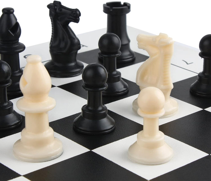 Andux Schachspielset Schachfiguren und Rollbrett QPXQ-01 (Schwarz,35x35cm), Schwarz,35x35cm