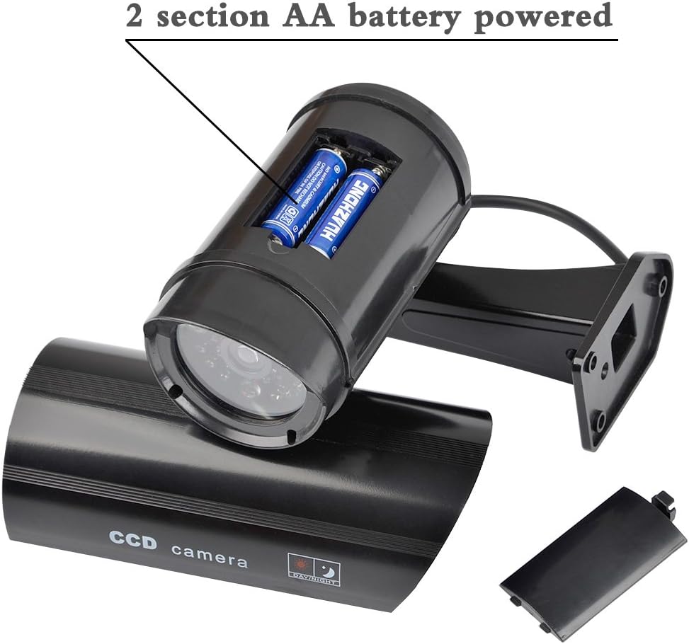 DODUOS 2 Stück Kamera Atrappe Aussen mit LED-Licht, Fake Kamera, Überwachungskamera Attrappe, Dummy