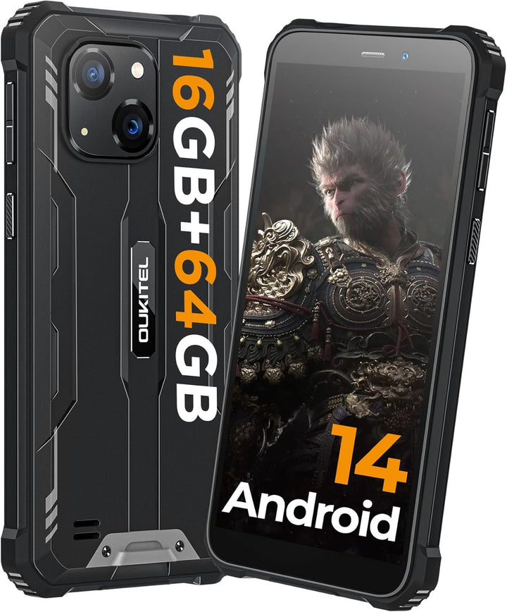 OUKITEL G2 Outdoor Handy Ohne Vertrag, Android 14 Octa-Core günstig Smartphone, 6300mAh Akku, 6" HD+