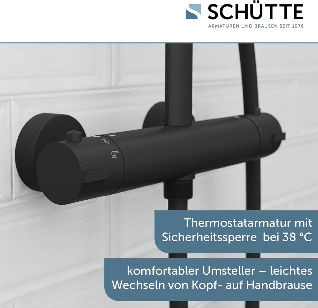 SCHÜTTE MADURA Duschsystem mit Thermostat, Duschset Regendusche inkl. Kopfbrause, Handbrause, mit Du